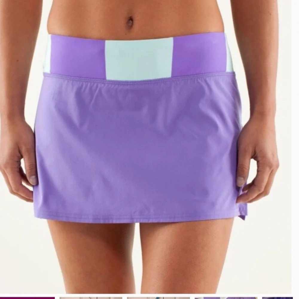 Lululemon Run Pace Setter Skirt Purple Mint Pleated Tennis Skort 6 Tall